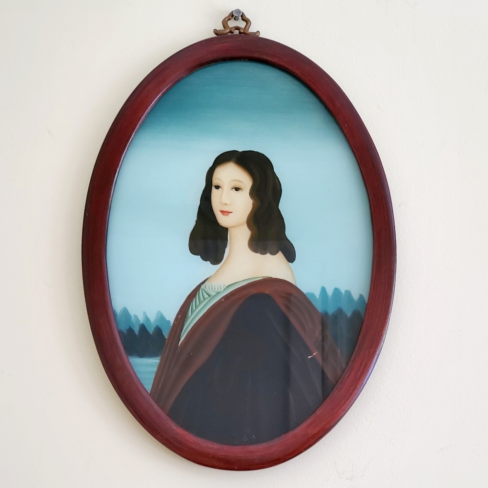 SOLD Antique "Robin's Egg" Reverse Painting On Glass